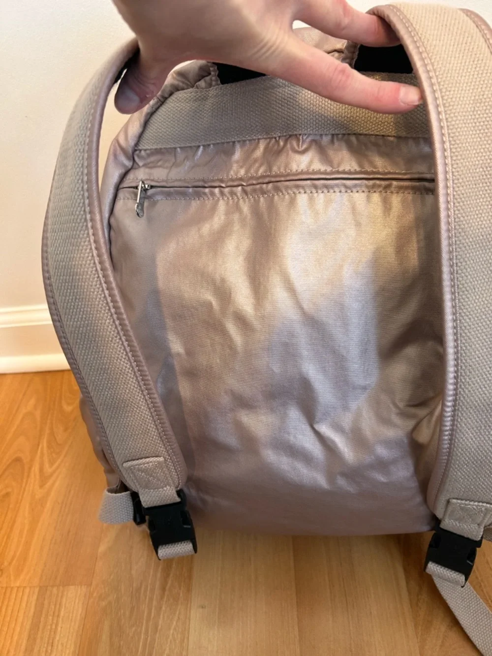 Kipling Pink Metallic Diaper Bag/Backpack- 15.5”